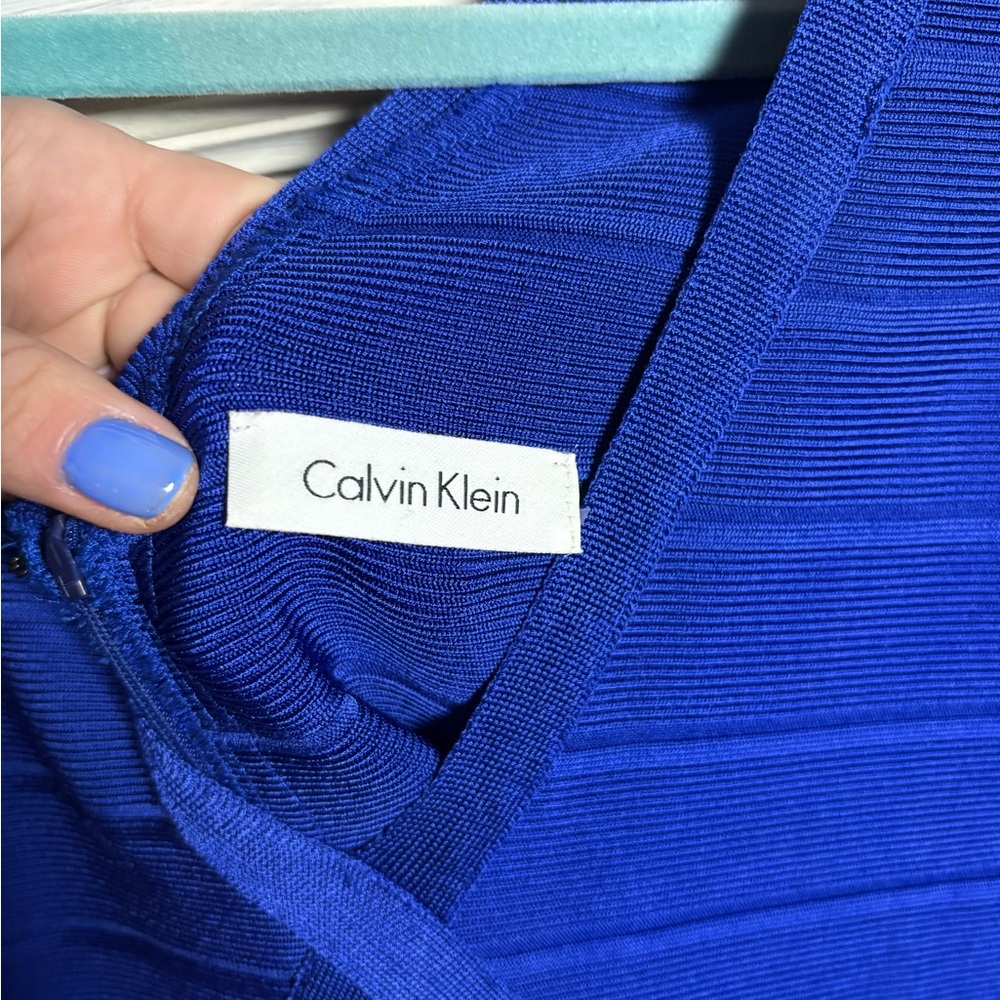 Calvin Klein‎ Royal Blue Sleeveless Bandage Dress Cocktail Stylish Flattering - Picture 5 of 9